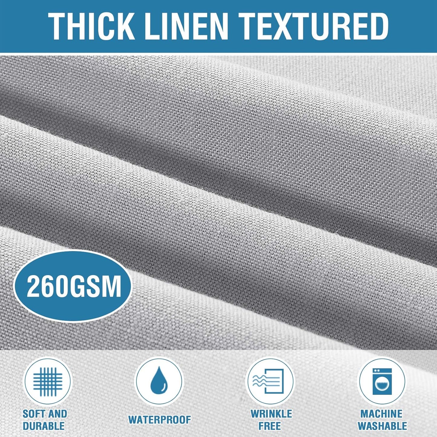 H.VERSAILTEX Linen Textured Table Cloths 54 x 108 Inch Premium Solid Tablecloth Spill-Proof Waterproof Table Cover for Dining Buffet Feature Extra Soft and Thick Fabric Wrinkle Free, Grey