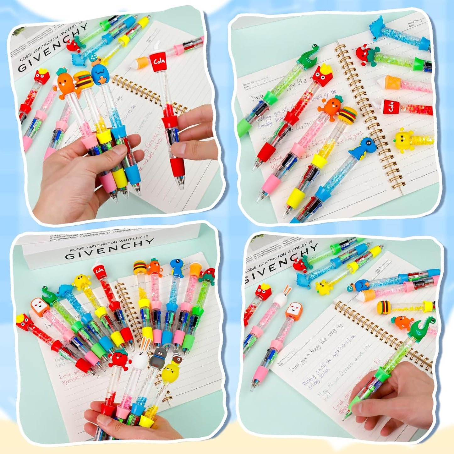 CZWZ 20Pcs Multicolor Pens in One 4-in-1 Cute Pens Bulk for Kids, Ballpoint Pen for Birthdays and Children's Parties, Fun Gifts Assorted Ink Kawaii Pen