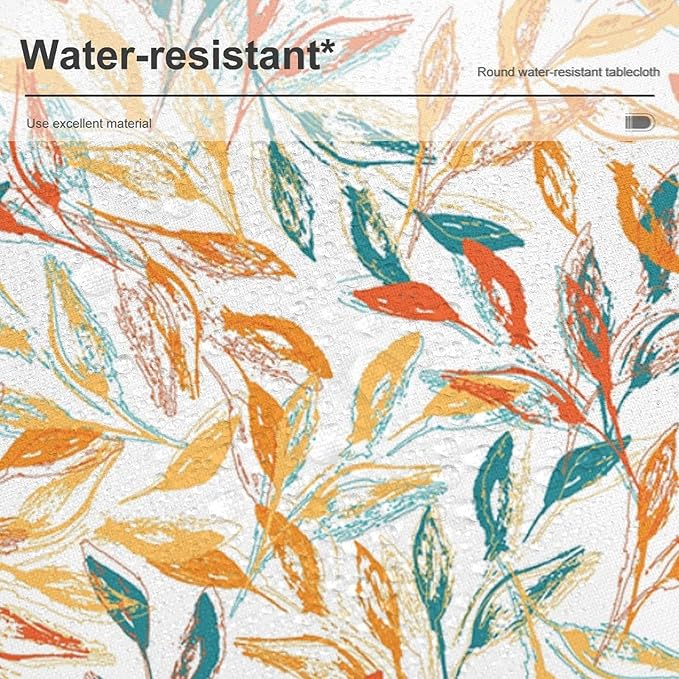 YCness Thanksgiving Fallen Leaves Tablecloth, Fall Autumn Watercolor Seasonal Colorful Maple Table Decor for Home Bedroom Kitchen Dinner Table Cover 36x36 Round