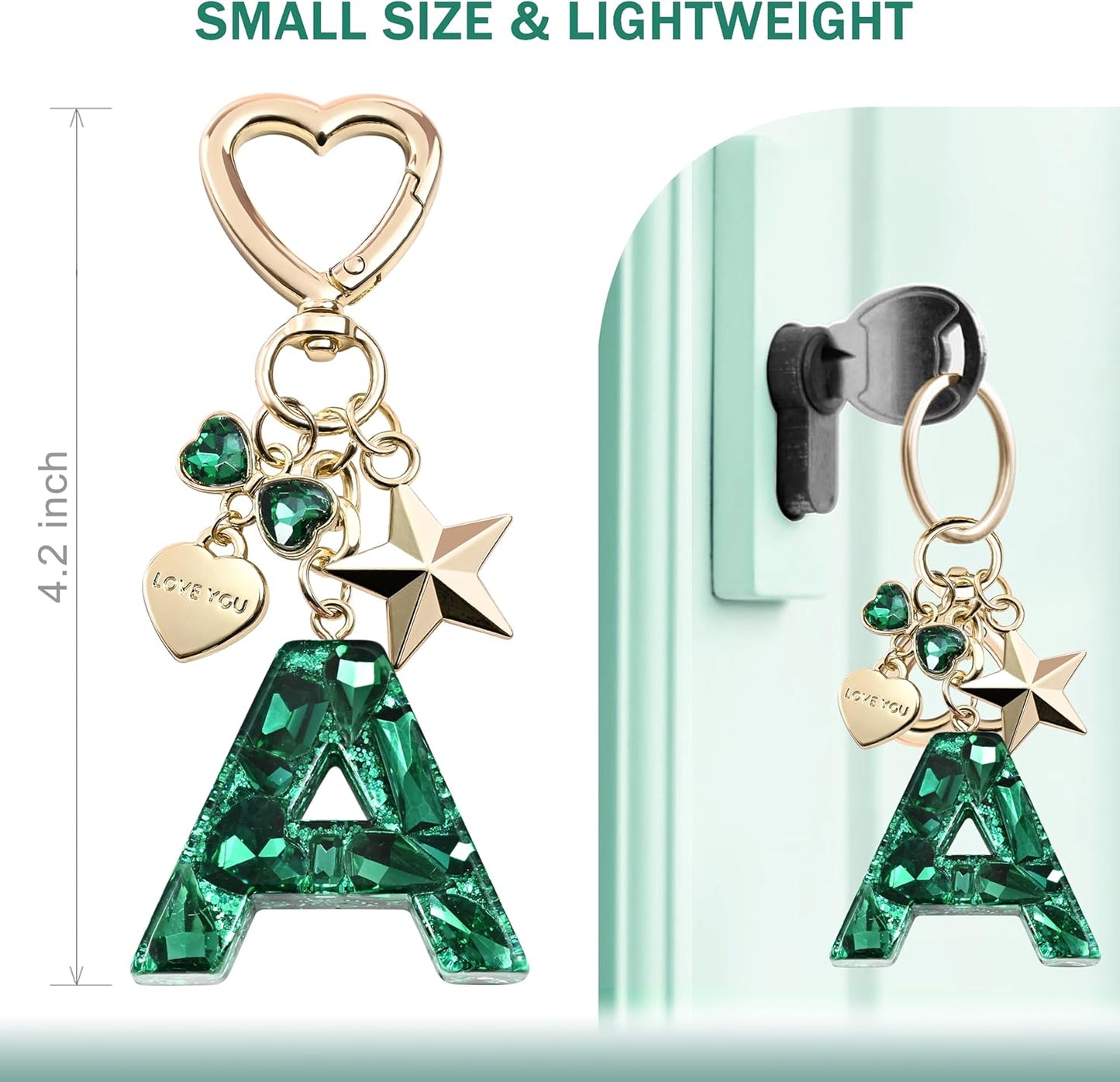 Cute Bling Keychain initial Letter Butterfly Star Pink Purple Gift for Women Girls Bag Cup Charms Accessories