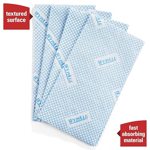 WypAll CriticalClean High Capacity Cloths Heavy Duty Foodservice Wipes (05927), Quarterfold Towels, Blue (1 Box of 300 Sheets, 300 Sheet Total)