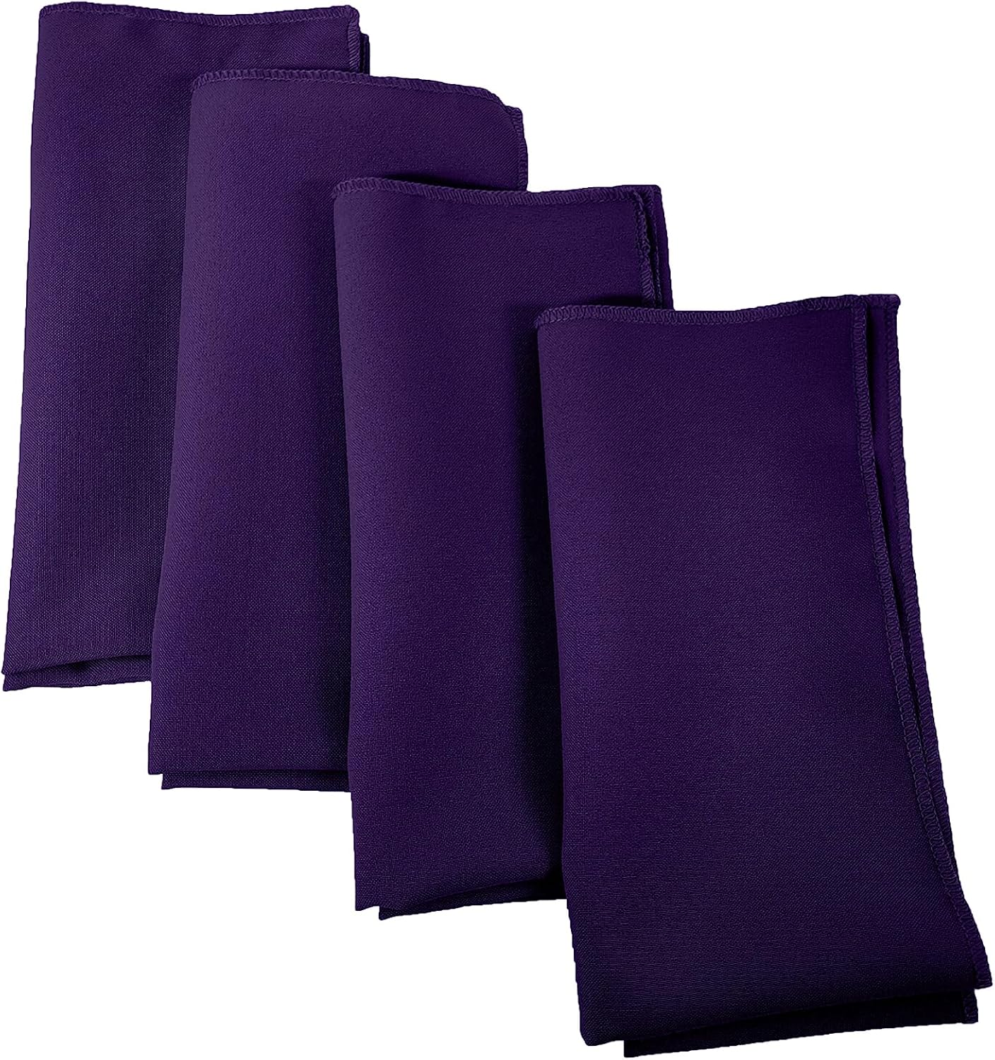 LA Linen 4-Pack Poly Blend Napkins - Soft, Washable, Stain & Wrinkle Resistant - Dinner & Party Napkins - 18x18 - Purple
