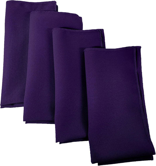 LA Linen 4-Pack Poly Blend Napkins - Soft, Washable, Stain & Wrinkle Resistant - Dinner & Party Napkins - 18x18 - Purple