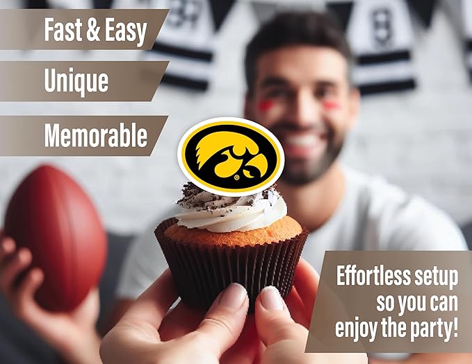 Iowa Hawkeyes Party Supplies for Hawks Football, Birthday Gift, Graduation Party Banner and Cake Toppers (42 Pieces) (Iowa Hawkeyes)