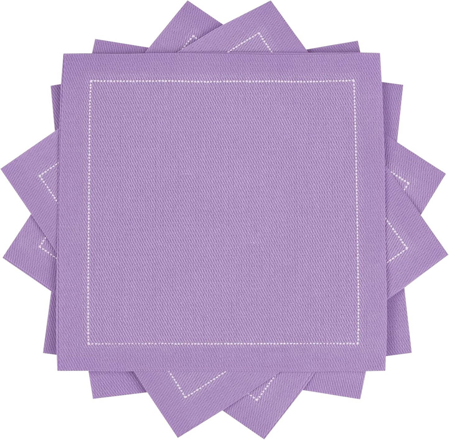 Five Star Napkins Luxury Cotton Cloth Cocktail Napkins - Bar Napkins, Party Napkins, Beverage Napkins, Events, Holiday, Wedding, Birthday, Parties - 4.5" x 4.5" - Disposable (50 x) Lavender