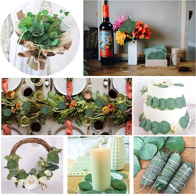 600+ PCS Eucalyptus Leaves, Rustic Boho Wedding Table Decor, 100% Natural Preserved Silver Dollar Eucalyptus Decor Green Leaves, Biodegradable Confetti for Weeding, DIY