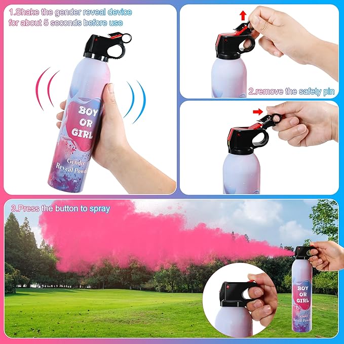 2 Pack Pink Gender Reveal Smoke Bombs, Color Powder or Dust for Gender Announcement Idea, Baby Shower Decoration, Supply, Party, Photo Shoot