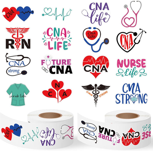 Certified Nursing Assistant Stickers - 1000pcs Cute Nurse CNA Waterproof Vinyl Reusable Laptop Stickers Coloring Book Scrapbook Water Bottle Page Activity Pad Nurse Party Favors Skateboard