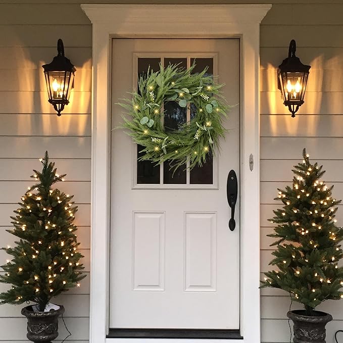 Sggvecsy 6Ft Christmas Fork Norfolk Pine Garland Artificial Christmas Garland Real Touch Pine Greenery with Eucalyptus for Table Wall Mantle Indoor Fireplace Home Holiday Decoration (1 Pack)