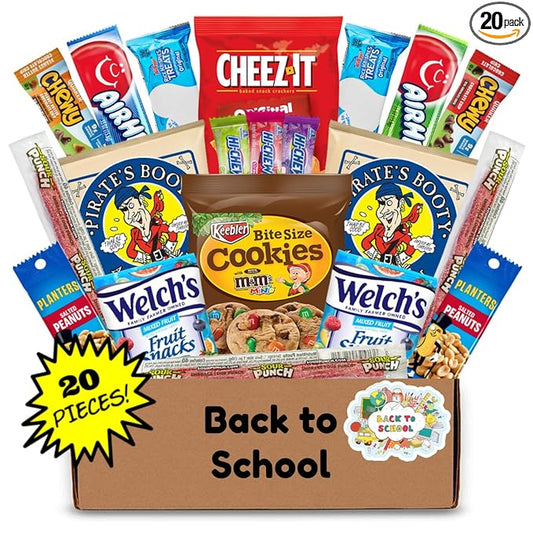 Hangry Kits Back to School Snack Box – 20-Piece Assorted Snack Care Package for Students – School Essentials for Dorm Life, Studying, Exams, or Gifts – Sweet & Savoury Variety Pack (Back to School 1)