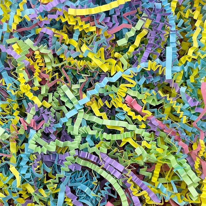 Colorful Crinkle Cut Paper Shred Filler, 2 LB Basket Filler Shredded Paper, Confetti Stuffing for Easter Basket Filling, Easter, Birthdays, Weddings, DIY Gift Wrapping, Stuffer Party Supplies