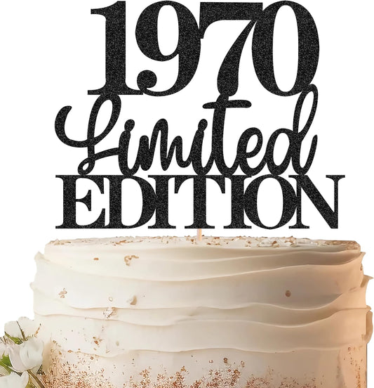 Limited EDITION 1970 Cake Topper - Black Glitter Happy 55th Birthday Party Cake Decoration Supplies, Cheer to 55 Years Cake Bunting Decor for 55th Birthday Party Photo Booth Props