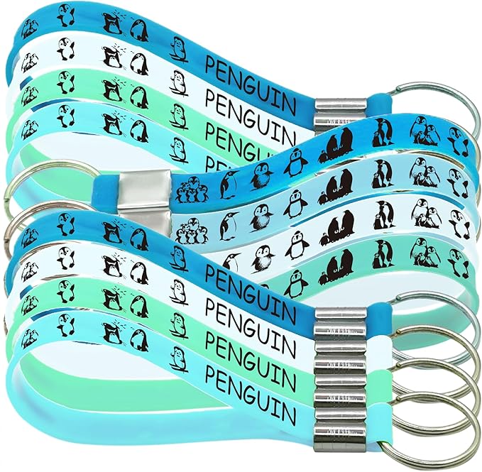 24 Pcs Cute Penguin Rubber Keychains Winter Silicone Wristbands Christmas Xmas Winter Wonderland Holiday Birthday Party Favors Decorations Supplies Gfits Prize Keyrings