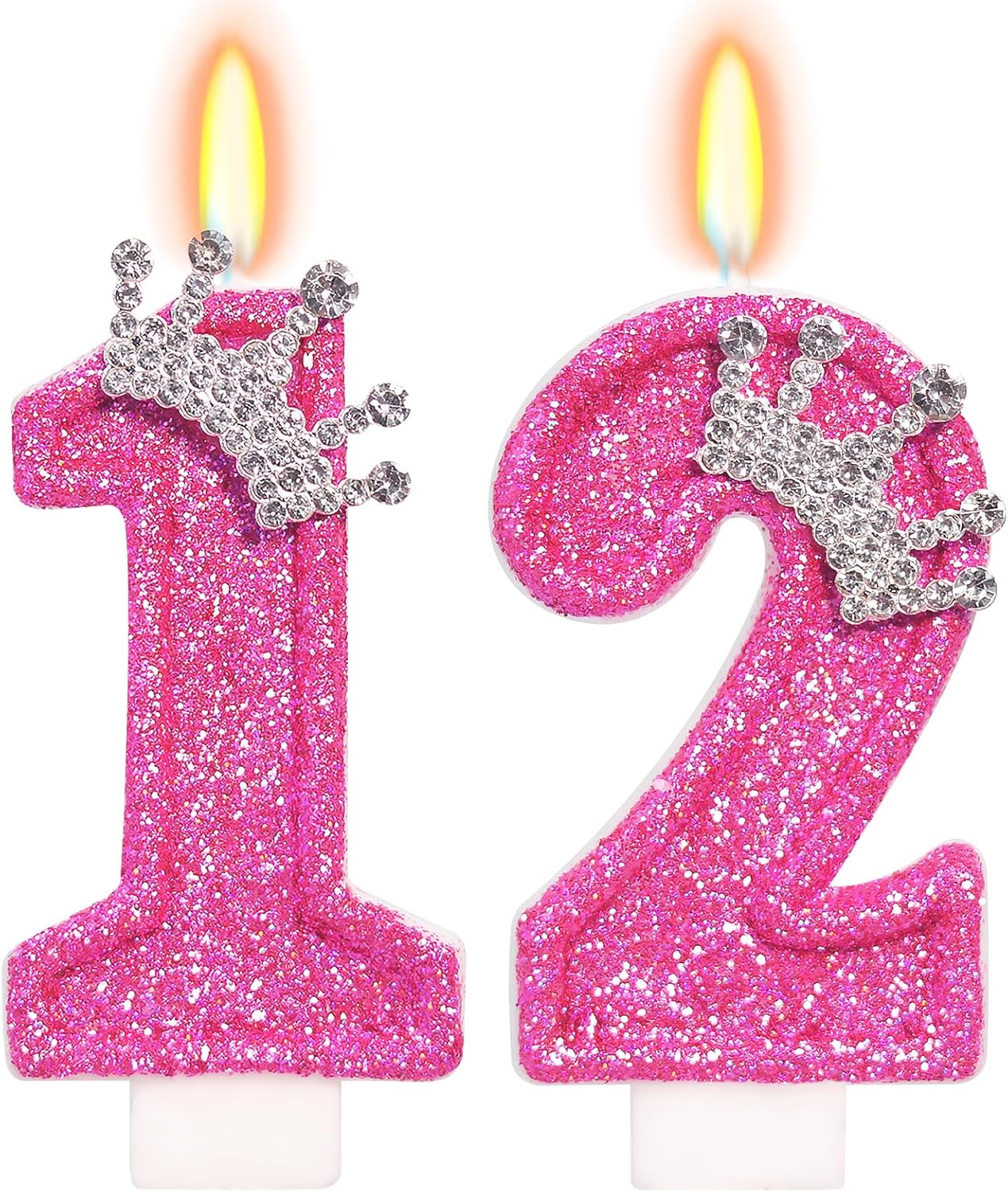 Birthday Candle for Cake, Crown Rose Number Candles, 2.76 inch Number Happy Birthday Candle, Cake Topper Decoration for Birthday Party (Number 12)