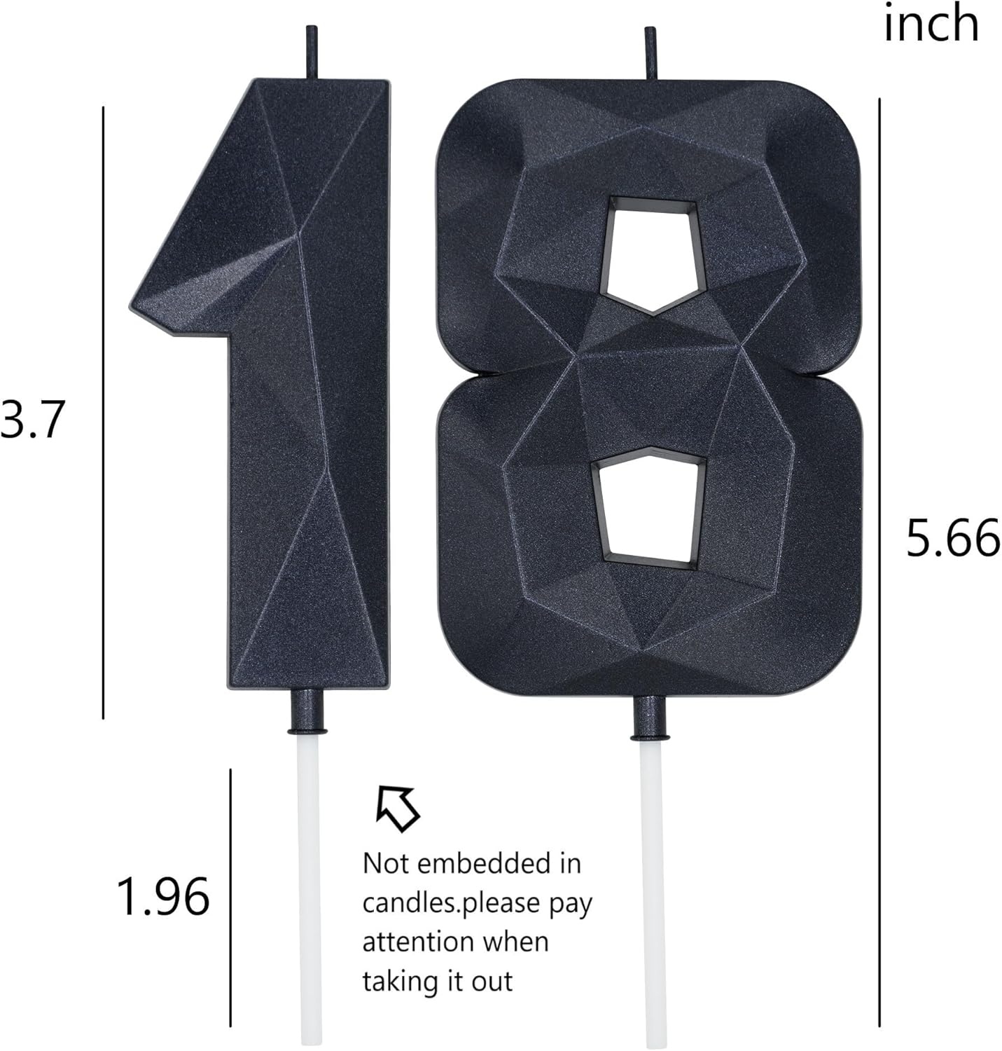 DERVENTA Large Birthday Candle Number 3D Black 3.7 inch Party Celebration Anniversary Decoration Cake Topper 1 Piece (Number 18 Black)