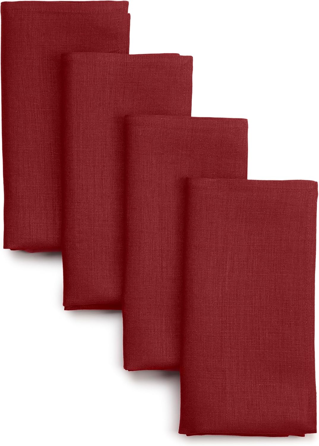 D'Moksha Homes Red Linen Napkins 18 x 18 Inch - 100% Pure Linen Cloth Washable Dinner Napkins Set of 4 for Fall, Thanksgiving, Christmas, Holiday