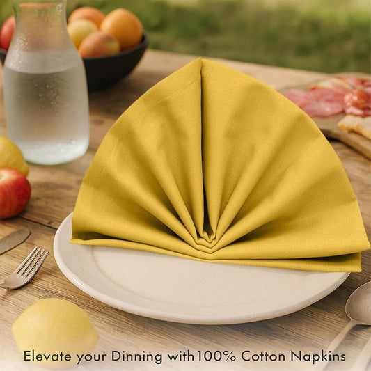 Ruvanti Premium Cloth Napkins Set of 12, 18x18 Inches, 100% Cotton, Washable, Soft & Absorbent, Perfect for Wedding, Christmas, ‎Thanksgiving Dinners -Spicy Mustard