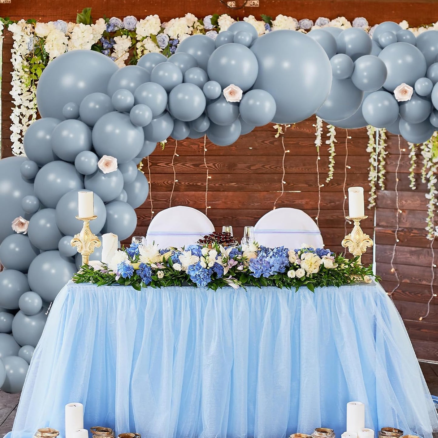 104pcs Dusty Blue Balloons - 18/12/10/5 Inch Matte Haze Blue Latex Balloons Garland Arch Different Sizes Pack for Baby shower, Wedding, Bridal Shower Party Decor