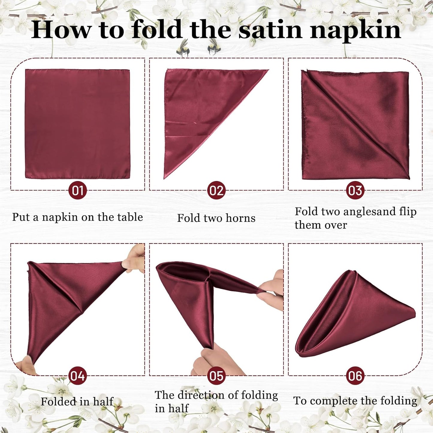 Bailarina 120 Pack Burgundy Satin Napkins,17x17 Inches Wedding Napkins Square Soft Silky Table Napkins Bulk Decorative Elegant Cloth Napkin for Party Decoration, Banquet,Wedding,Graduation