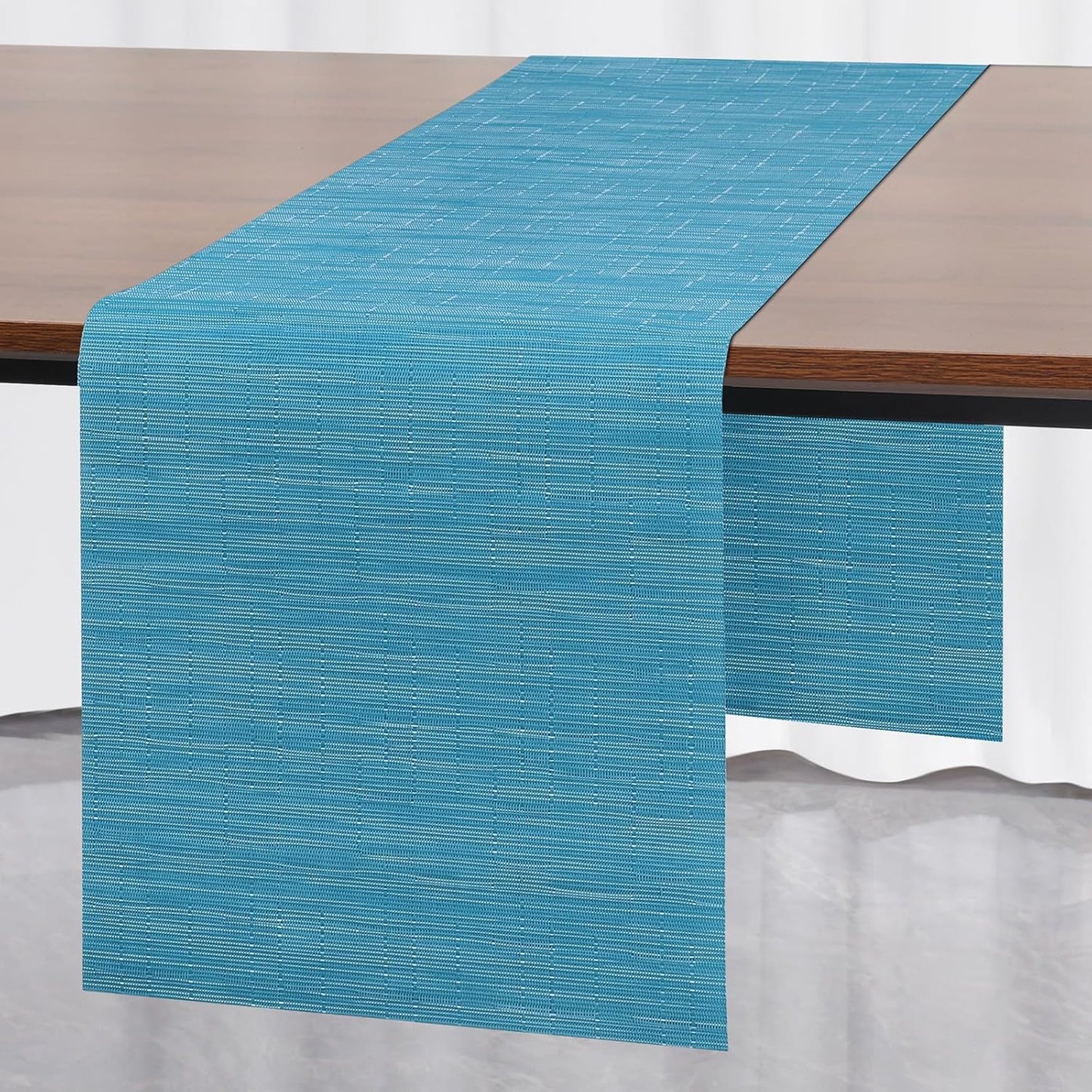 Myir JUN Table Runner, Vinyl Table Runner Indoor Arbitrarily Cropped Runner for Table Heatproof for Home Party (Blue, 12 x 94 inch)