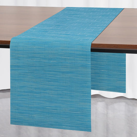 Myir JUN Table Runner, Vinyl Table Runner Indoor 55 Inch Long Arbitrarily Cropped Runner for Table Heatproof for Home Party (Blue, 12 x 55 inch)
