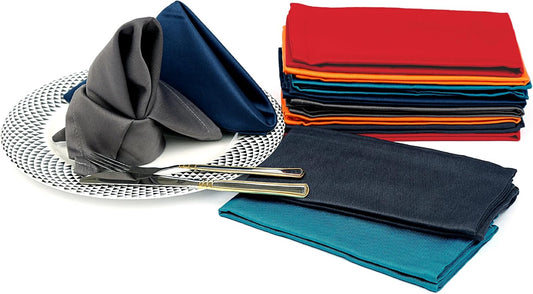 Ruvanti Cloth Napkins Set of 12, 18x18 Inches Napkins Cloth Washable, Soft, Durable, Absorbent, Cotton Blend. Table Dinner Napkins Cloth for Hotel, Christmas, Dinner, Parties - Multi Color