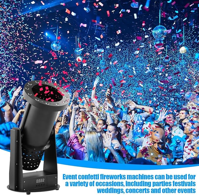 1500w Confetti Cannon Machine Professional Electric Confetti launchers Shooter With Wireless Remote,Loads Up To 2lbs Of Confetti Shoots Up To 30ft For Special Event, Parties, Club, Wedding, Concerts