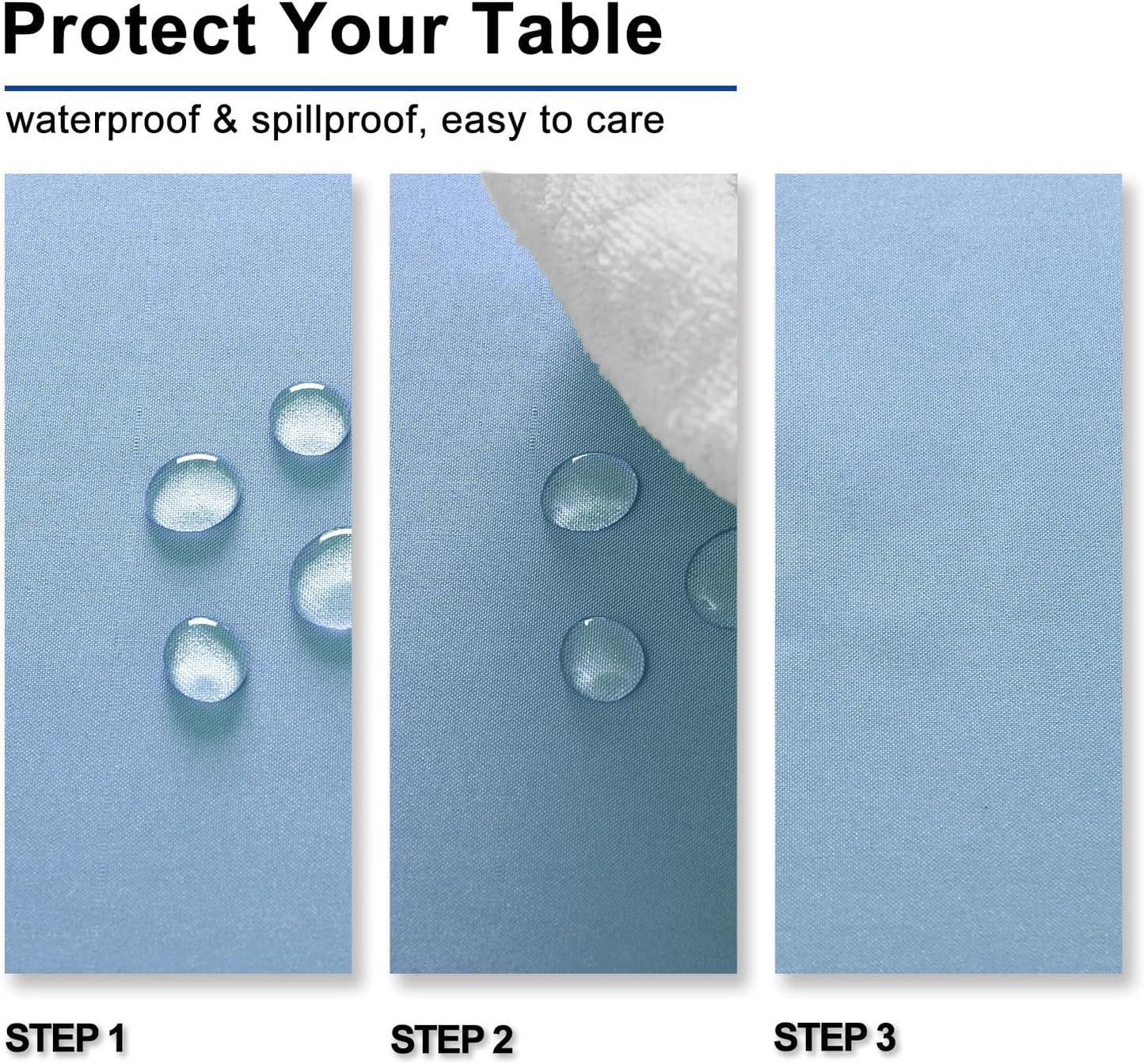 Hiasan Dusty Blue Rectangle Tablecloth - Waterproof Spillproof and Wrinkle Resistant Washable Polyester Table Cloth for Dining Party, 60 x 84 inch
