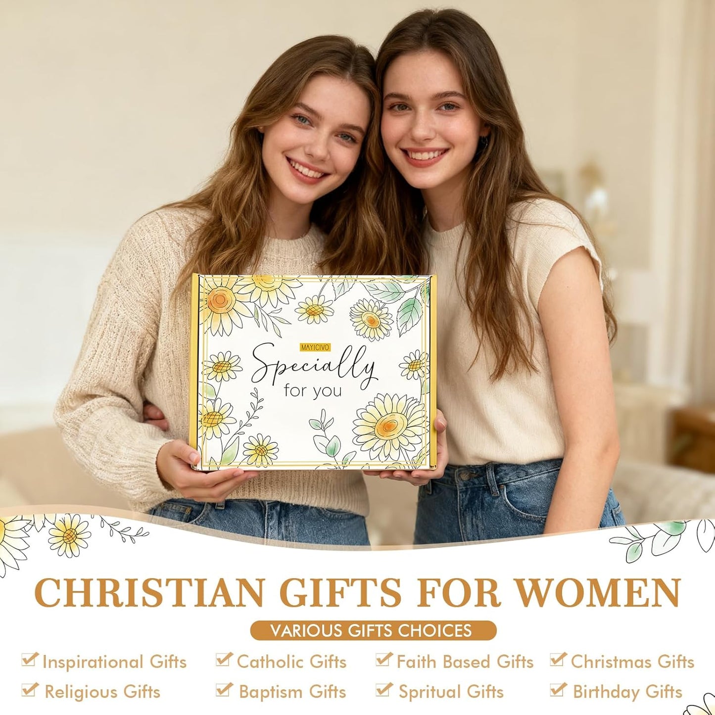 Christian Gifts for Women Faith, Religious Inspirational Gifts for Catholic Women, Sunflower Spiritual Faith Based Gift Christmas Birthday Gift for Womens Mom Sister Best Friends Grandma Wife Coworker