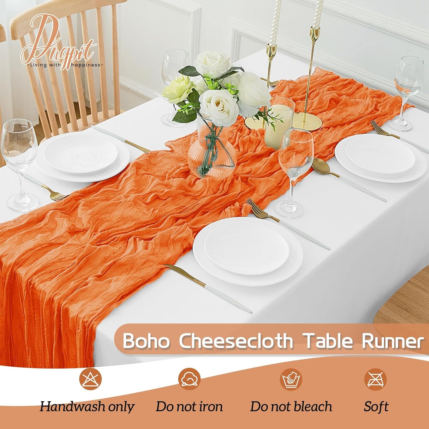 16Pack Orange Table Runner 10FT Cheesecloth Table Runner 35x120Inch Long Boho Cheese Cloth Table Runners Rustic Gauze Table Runners for Party Wedding Bridal Shower Baby Shower Decorations