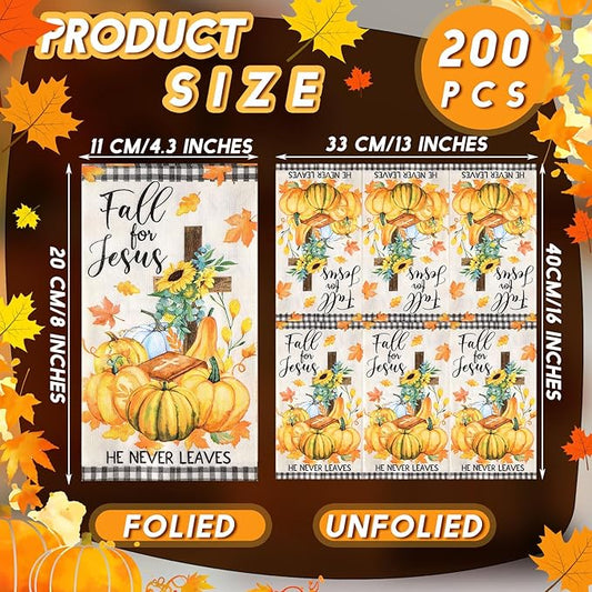 200 Pcs Fall for Jesus Pumpkin Napkins Autumn Guest Napkins Disposable Decorative Paper Napkins Guest Hand Towels for Bathroom Thanksgiving Napkins for Home Dinner Kitchen Bathroom Holiday Party