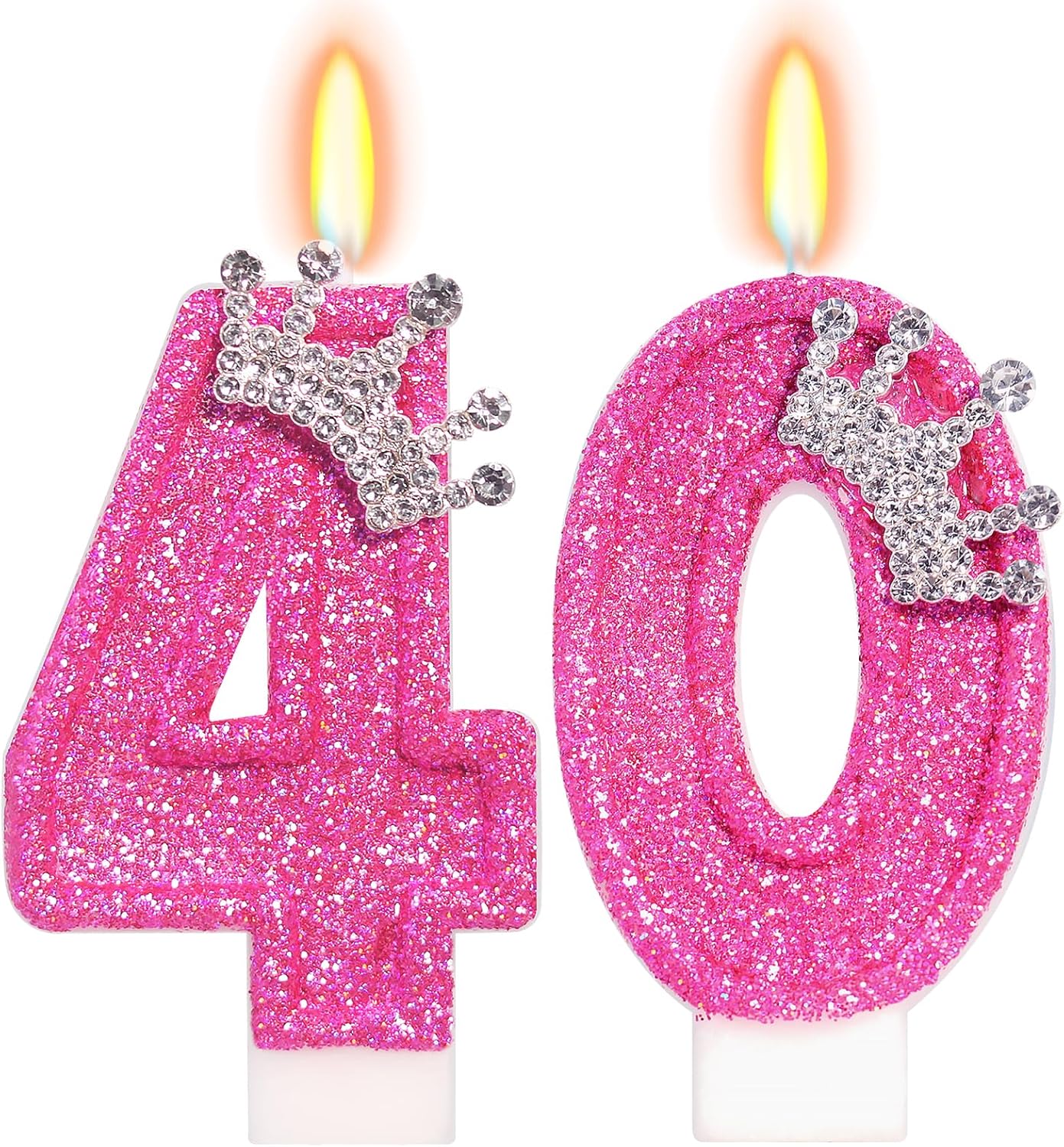 Birthday Candle for Cake, Crown Rose Number Candles, 2.76 inch Number Happy Birthday Candle, Cake Topper Decoration for Birthday Party (Number 40)