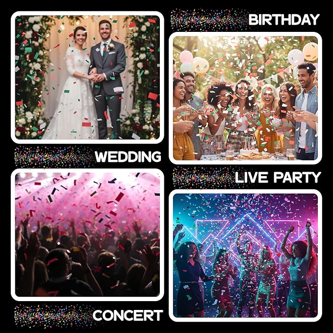 Ultimate Confetti - Red, White & Green Biodegradable Confetti - Rectangular Flame-Resistant and Slow-Falling Tissue Paper Confetti for Cannon and Launcher use – Best for Celebrations - 1 lb, 16 oz