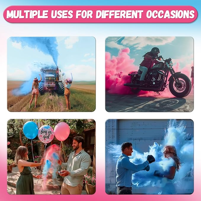 POPUPARTY 2 Pack Black-out Gender Reveal Powder- 2 lbs Pink Powder & 2 lbs Blue Powder – Perfect for Baby Gender Reveal, Car Burnout, Color Toss, Photoshoots, Helicopters