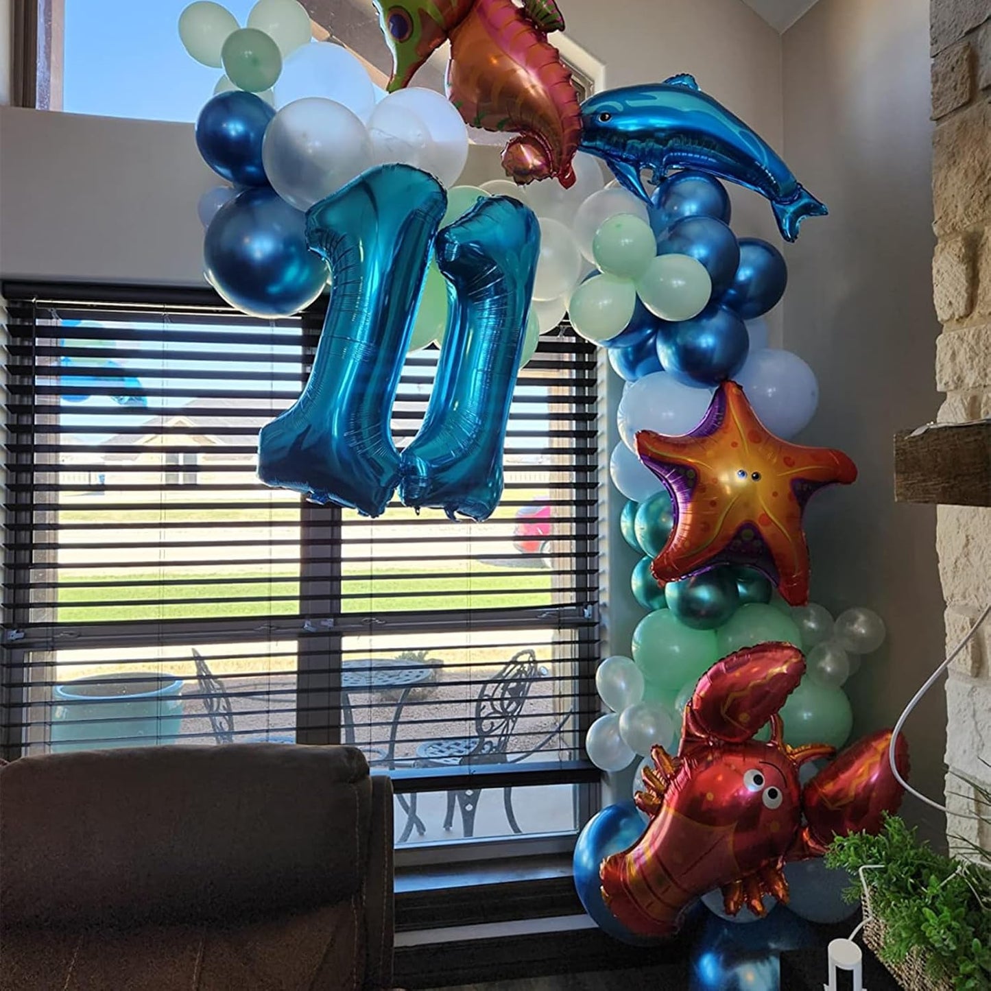 Green Blue White Balloons 60pcs 12inch Ocean Balloons Under the Sea Decorations Shark Whale Theme Kids Birthday Party Pastel Metallic Blue Green Pearl White Latex Helium Balloon DIY Supplies
