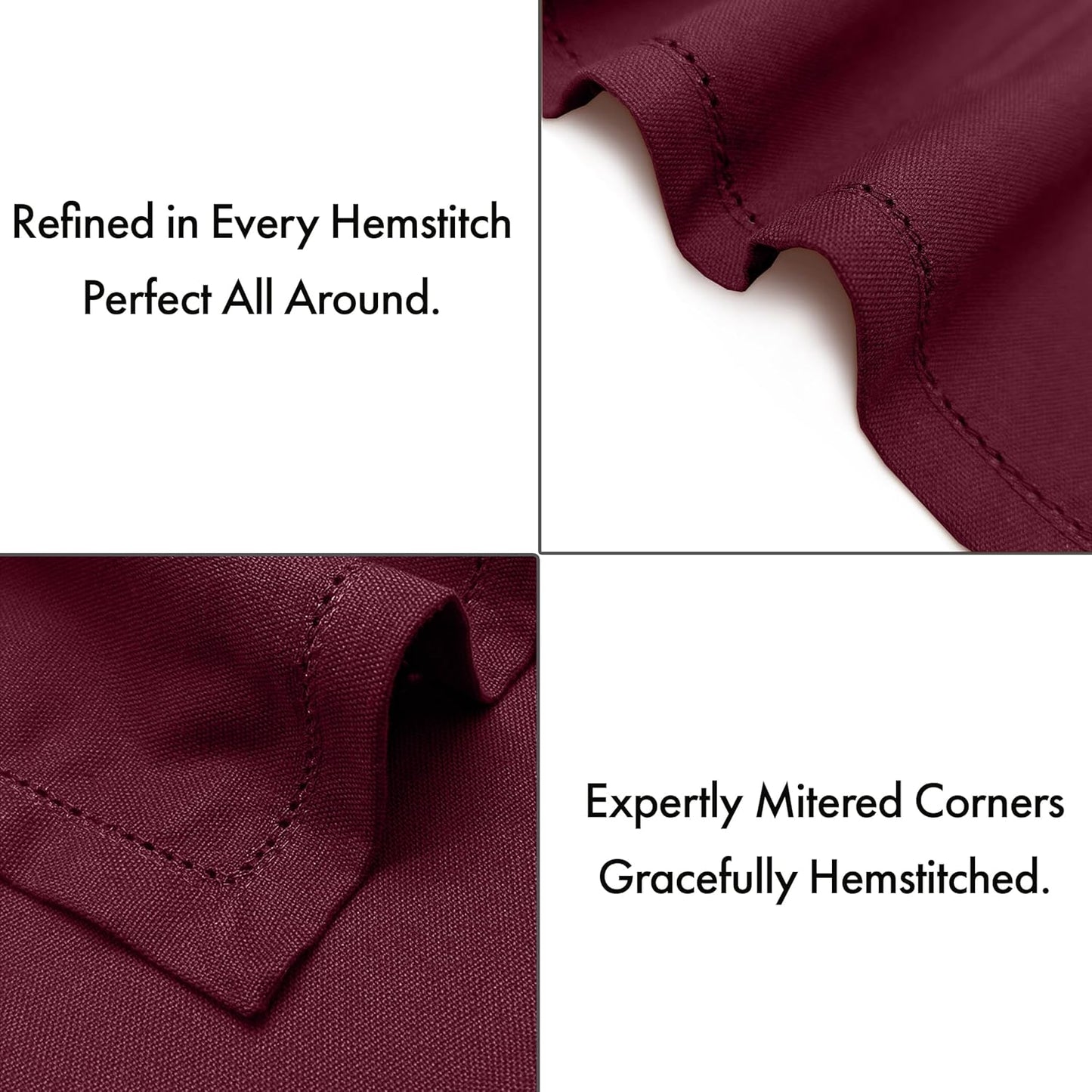 Ruvanti Cloth Napkins - 100% Cotton Dinner Napkins, Hem Stitched Corners, 18x18 Inch, 12 Pack - Soft, Absorbent, Durable, Reusable, Wrinkle Resistant for Formal Dining & Everyday Use - Burgundy