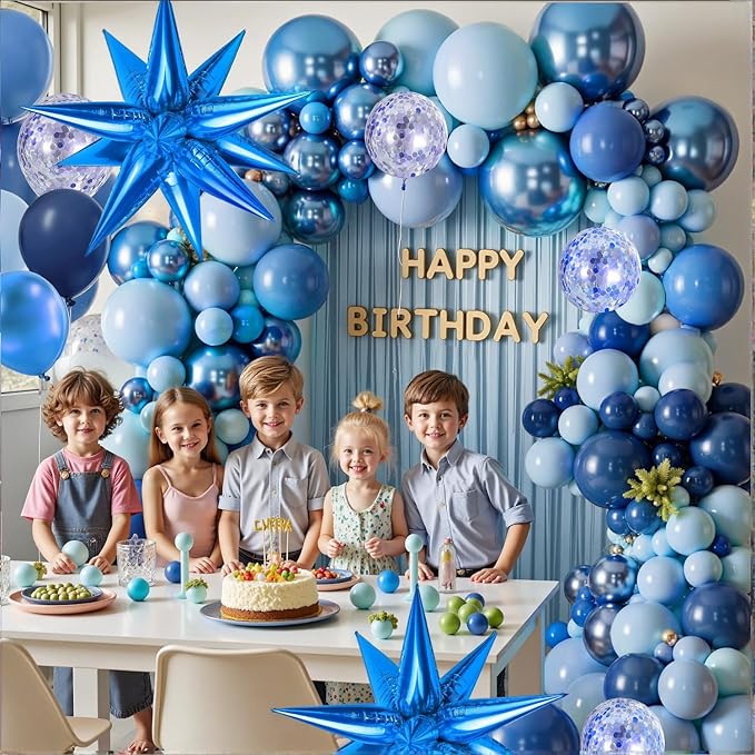 KARLURE Blue Balloons Arch Kit, Different Shades Light Navy Blue Balloons for 2026 Graduation Decorations Grad Class Baby Shower Boy Men Birthday Party Bridal Shower Wedding Anniversary Decorations