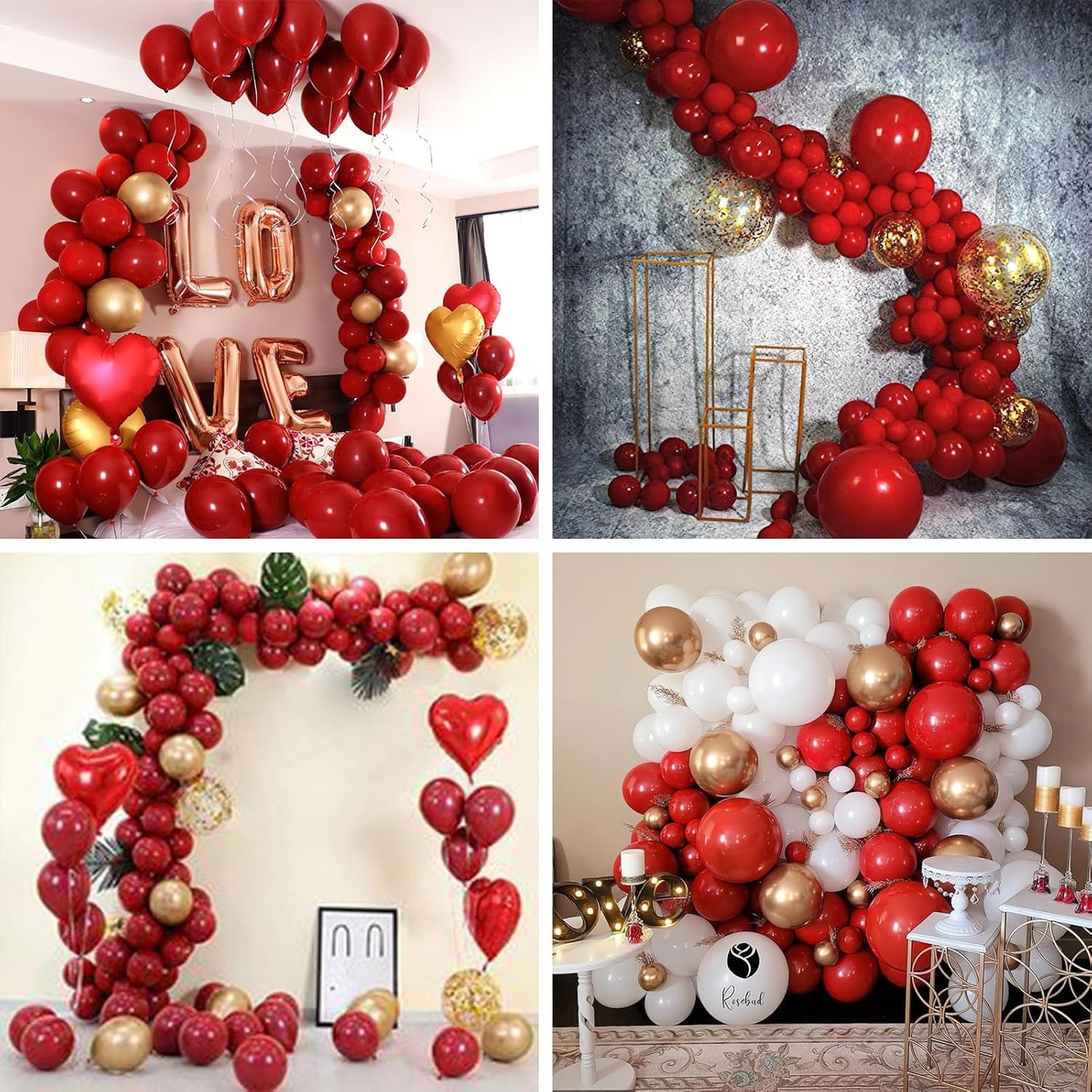 PartyWoo Burgundy Balloons 100pcs 12 Inch Metallic Gold Dark Red Maroon Confetti Balloons for Graduation Wedding Thanksgiving Birthday Bachelorette Citizenship Strawberry Casino Party Decorations