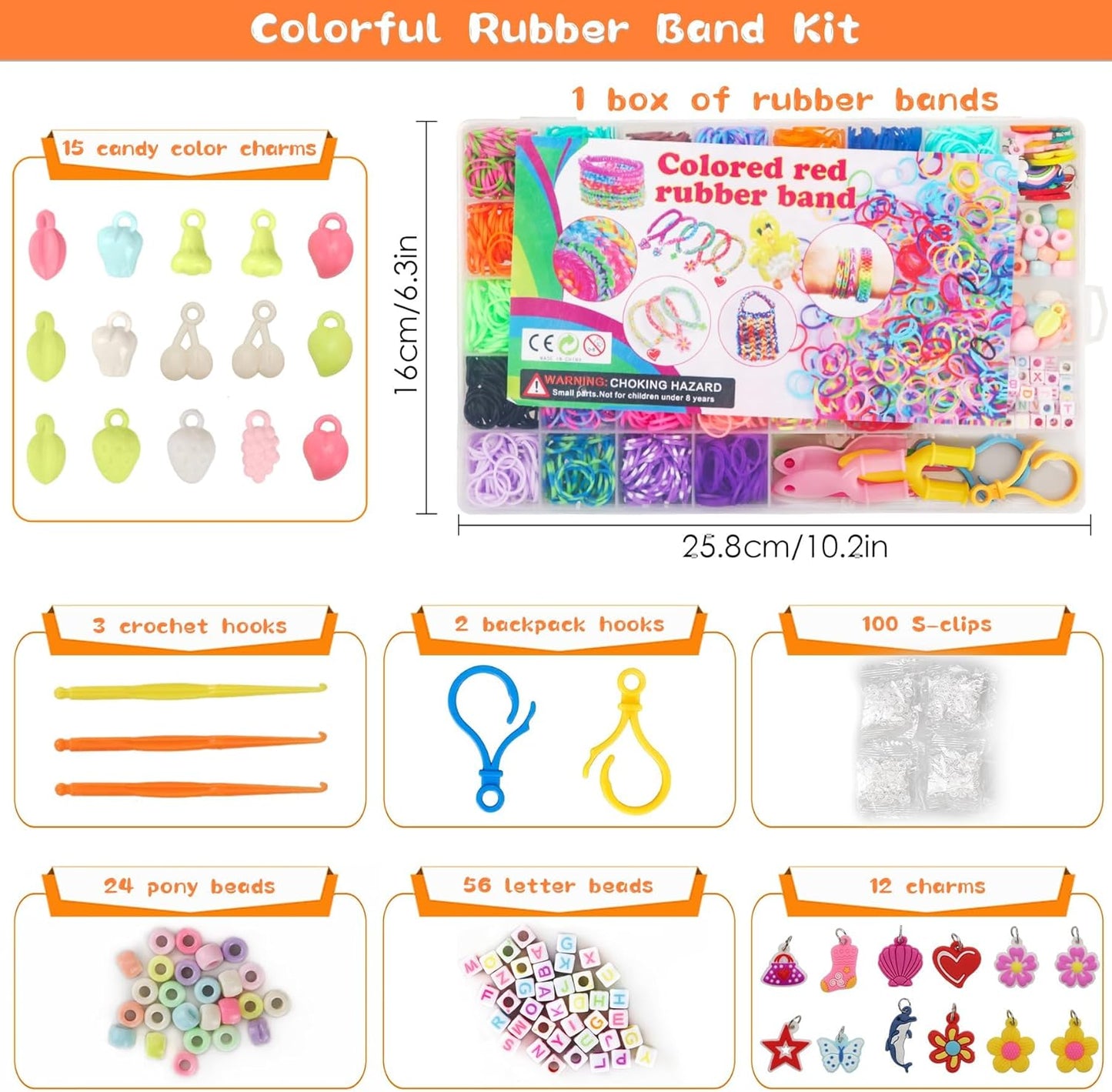 3000+ Rubber Band Bracelet Kit, Colorful Loom Bracelet Making Kit with Storage Box, DIY Art Craft Set with Charms Beads for Beginners Birthday Party Christmas Gift