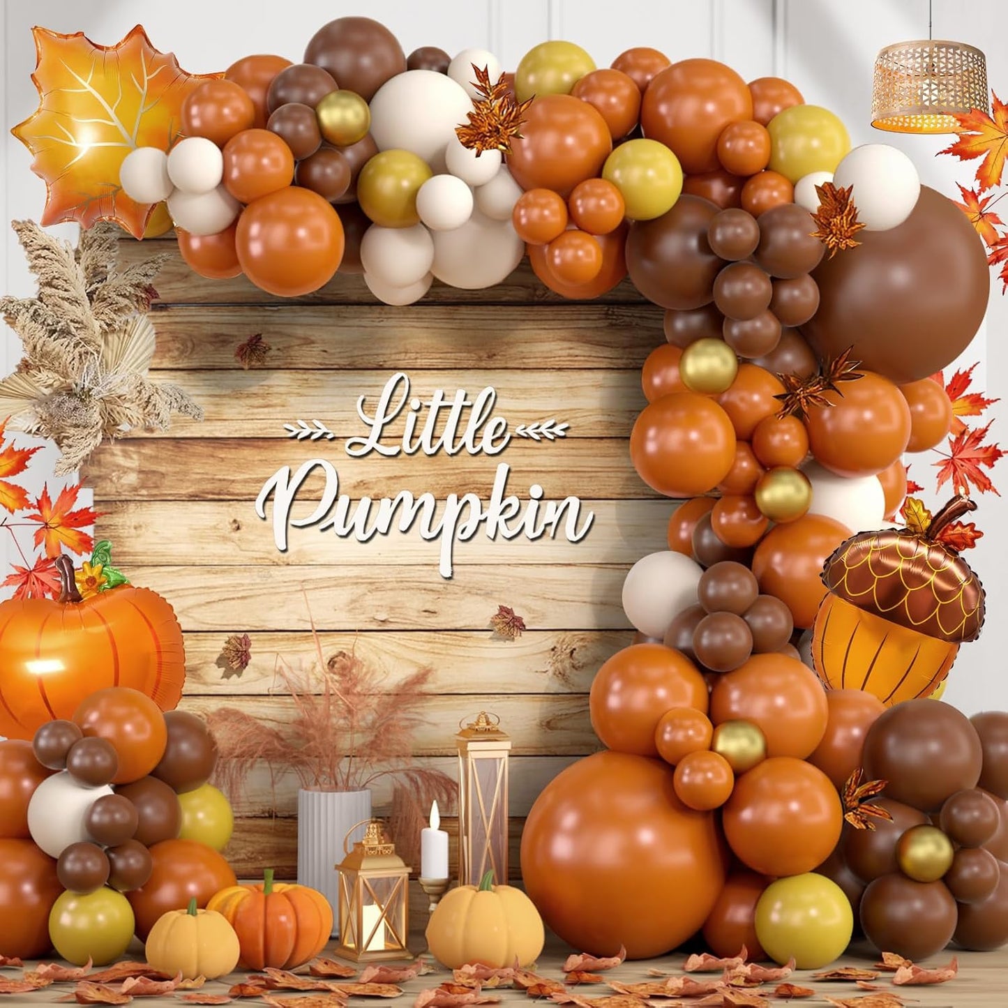 Pumpkin Fall Balloon Arch Kit Orange Coffee Brown White Thanksgiving Balloon Arch Garland for Fall Baby Shower Thanksgiving Decorations Autumn Birthday Party