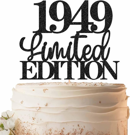 Limited EDITION 1949 Cake Topper - Black Glitter Happy 76th Birthday Party Cake Decoration Supplies, Cheer to 76 Years Cake Bunting Decor for 76th Birthday Party Photo Booth Props