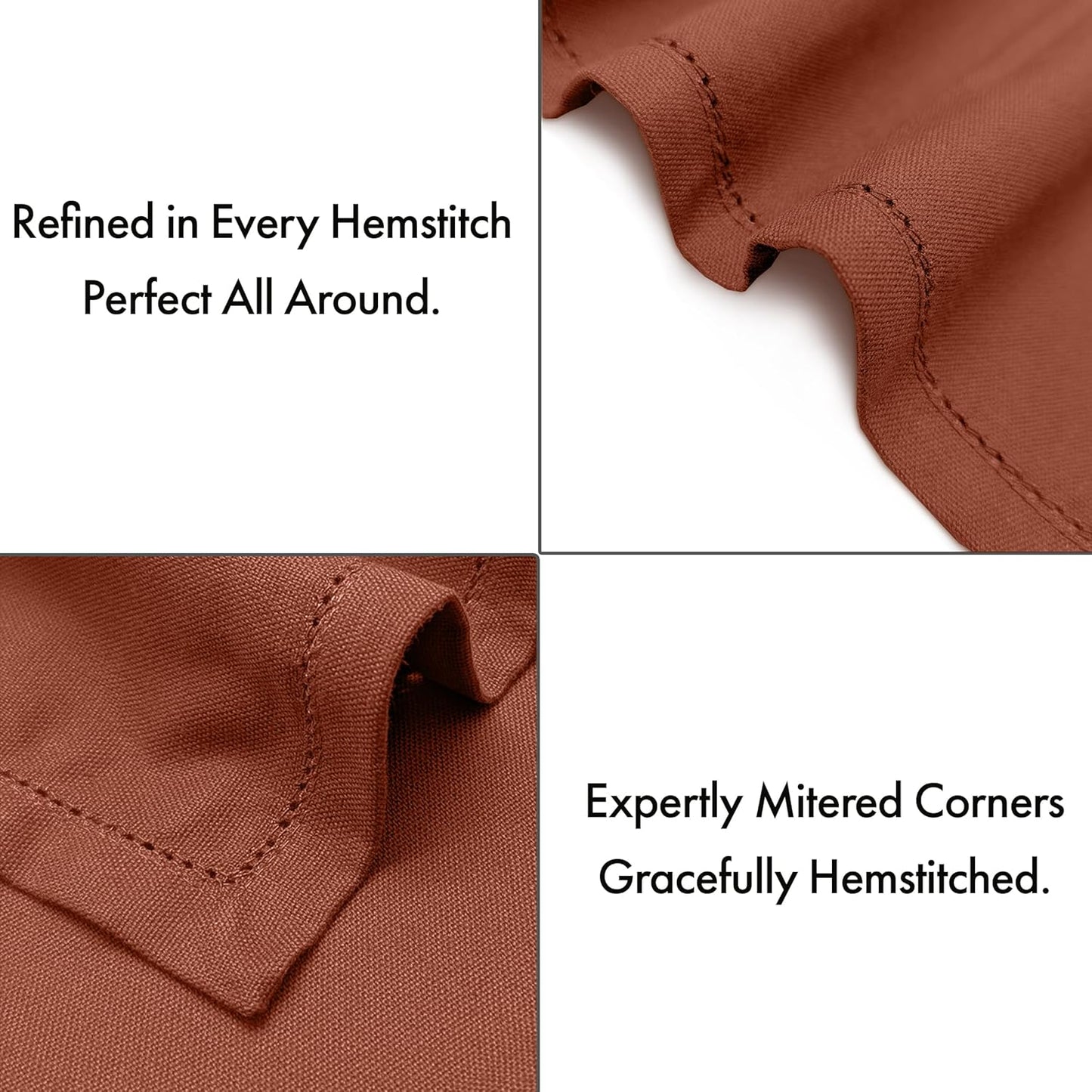 Ruvanti Cloth Napkins - 100% Cotton Dinner Napkins, Hem Stitched Corners, 18x18 Inch, 12 Pack - Soft, Absorbent, Durable, Reusable, Wrinkle Resistant for Formal Dining & Everyday Use - Rust