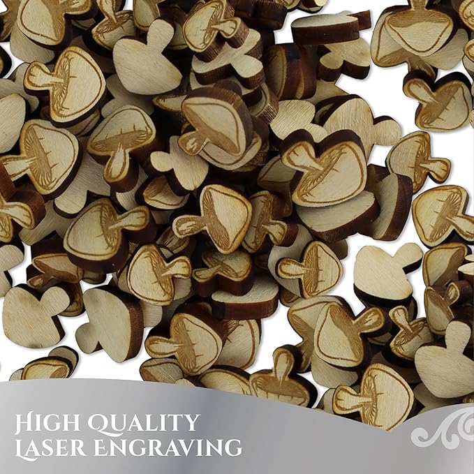 Confetti - Engraved Wood - Rustic Wooden Wedding Decor Party Table Scatter Decorations (Mushroom)