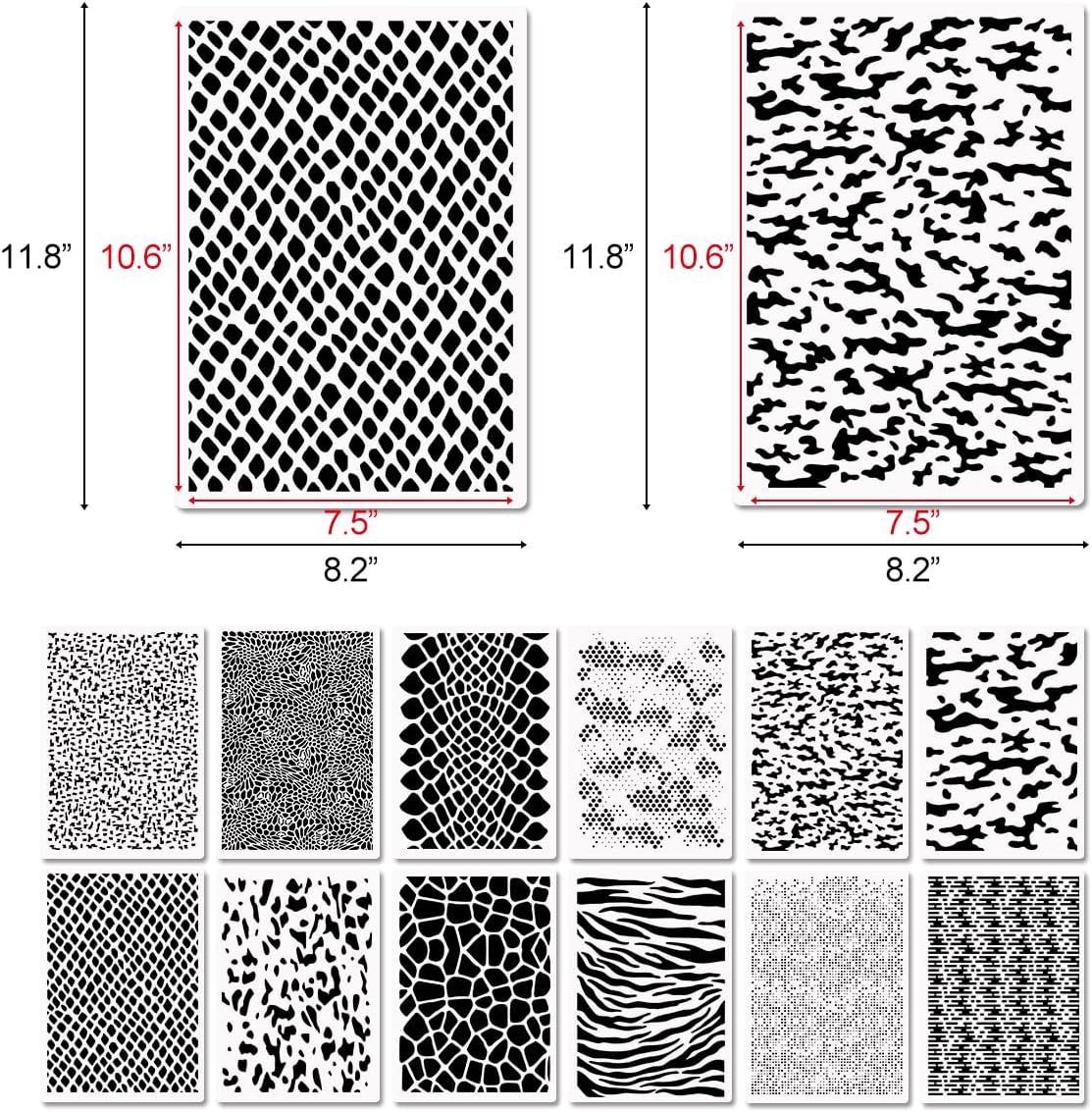 12 Pcs Camo Print Stencils, Large Camouflage Stencils for Spray Paint Reusable Digital Camo Pattern Stencils for Painting on Wood Boat Canvas Paper Crafts 8.3"x11.7"
