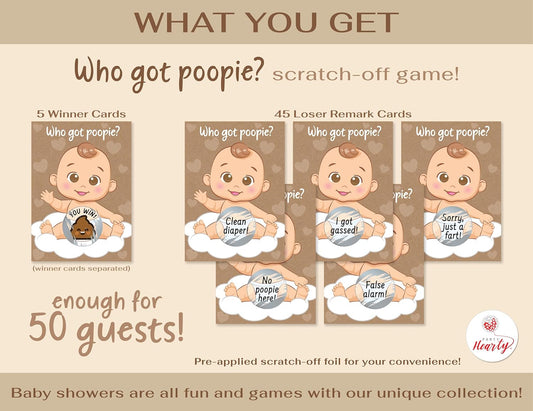 Party Hearty Delightful Baby Shower Fun - 50 Hilarious Poopie Scratch-Offs - Ideal for All Genders