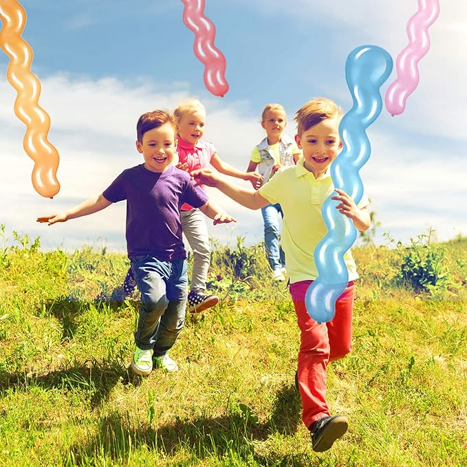 Sumind 100 Pcs 40'' Latex Spiral Balloons Colorful Twisted Long Assorted Colors Balloon for Playing Wedding Birthday Party Theme Parties Festival Parties(Vibrant Color)