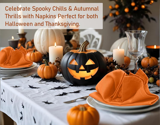Ruvanti Cloth Napkins Set of 4, 18x18 Inches Napkins Cloth Washable, Soft, Durable, Absorbent, Cotton Blend. Table Dinner Napkins Cloth for Hotel, Lunch, Restaurant, Wedding Parties - Fall