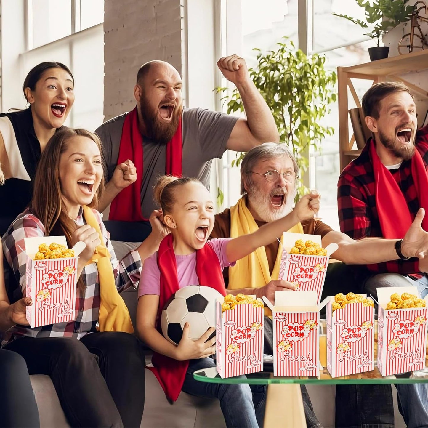 200 Pack Popcorn Boxes for Party, 1.25 oz Popcorn Containers for Party, Popcorn Boxes Bulk, Red and White Striped Close-Top Cardboard Pop Corners Bags Individual Servings for Movie Night Supplies