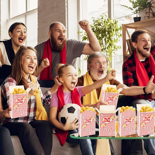 200 Pack Popcorn Boxes for Party, 1.25 oz Popcorn Containers for Party, Popcorn Boxes Bulk, Red and White Striped Close-Top Cardboard Pop Corners Bags Individual Servings for Movie Night Supplies