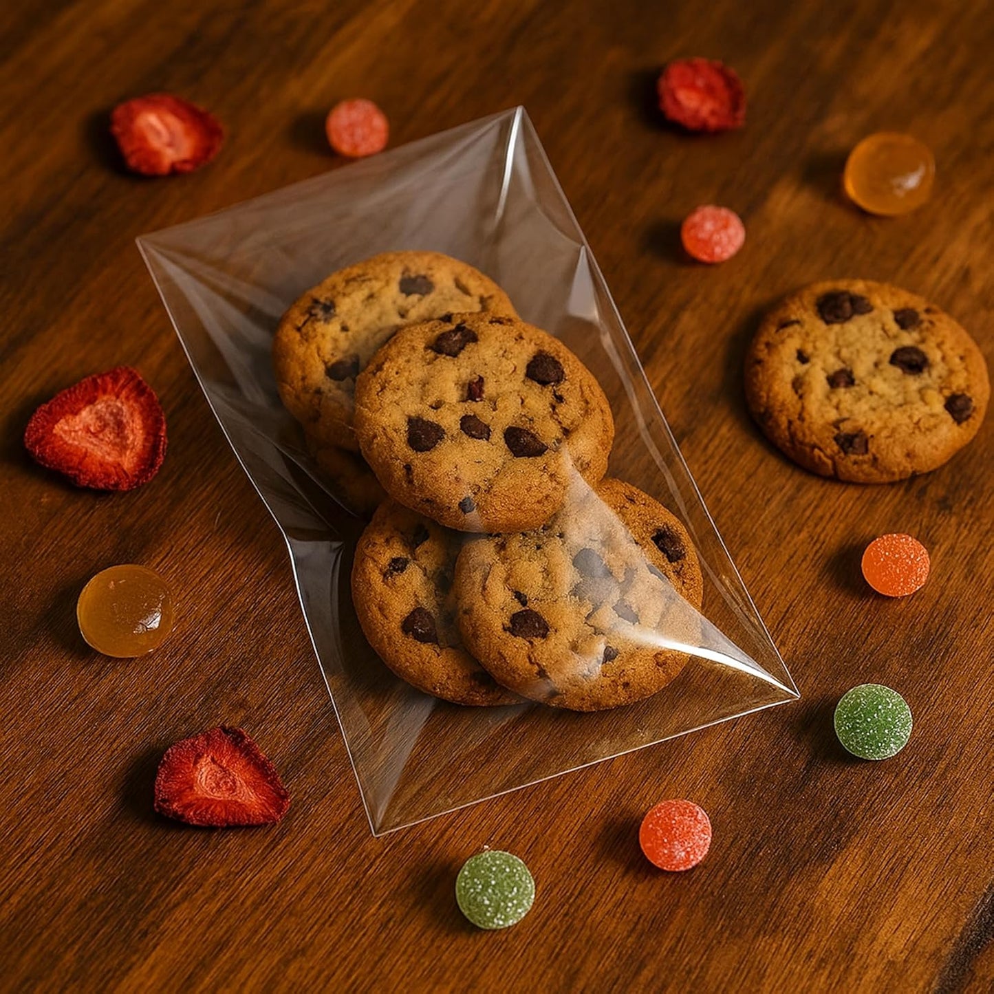 Morepack Self Sealing Cellophane Bags,4x9 Inches 200 Pcs Clear Resealable Cellophane Bags for Packaging Cookies, Favors and Products